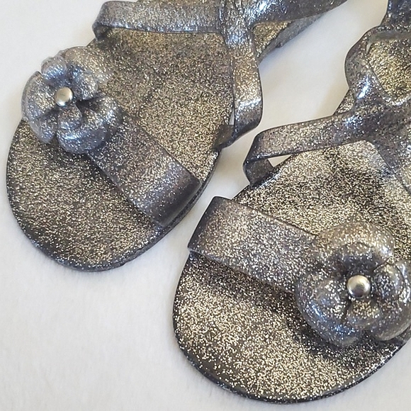 Old Navy Metallic Silver Glitter Jelly Sandals Shoes Toddler Girls Size 10 - Picture 5 of 12